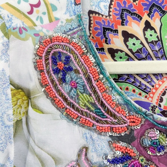 Soft Surroundings Florent Paisley Satin Embellished Tunic Top Mini Dress X-Small - Picture 6 of 8